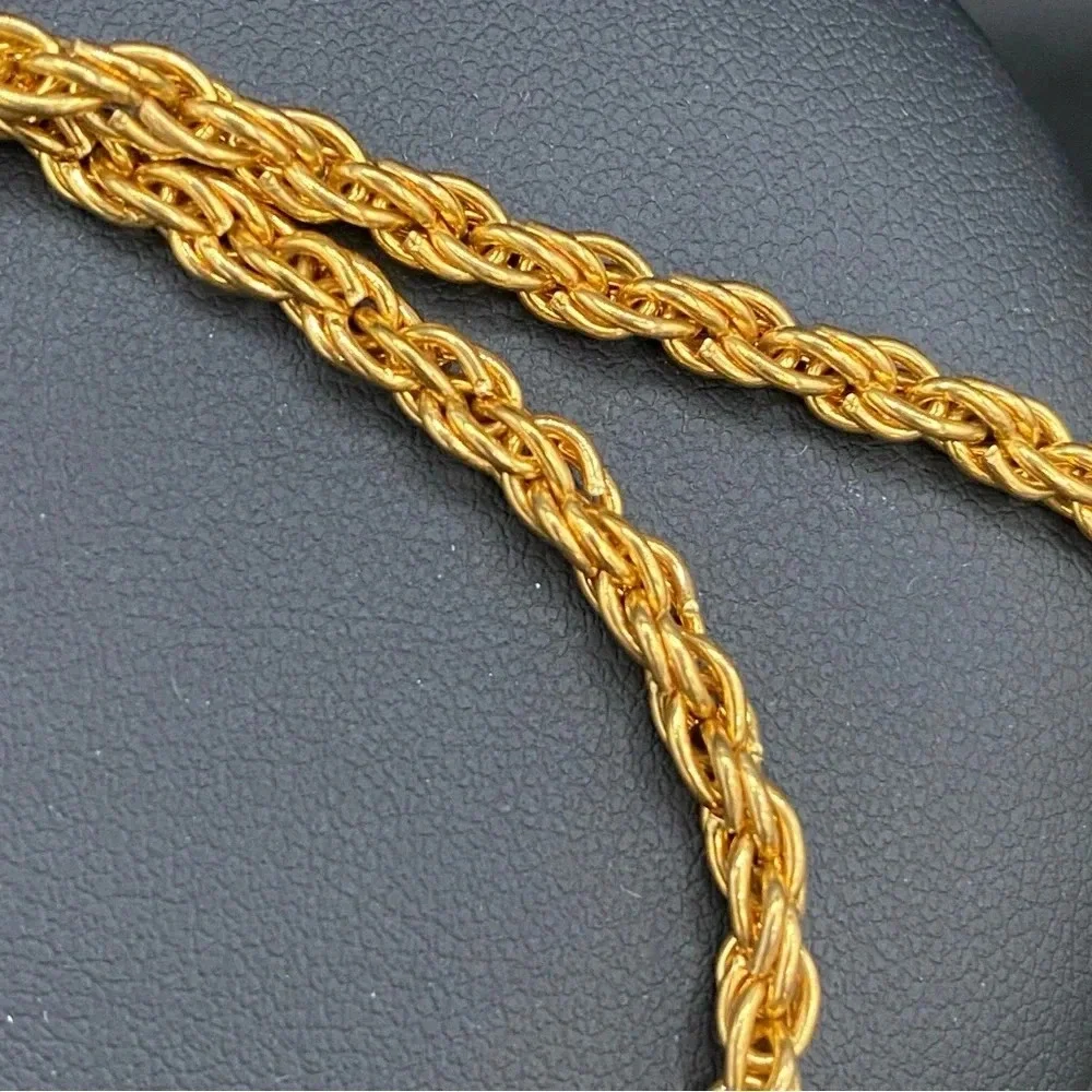 Vintage Puffy Heart Necklace in Gold Tone
